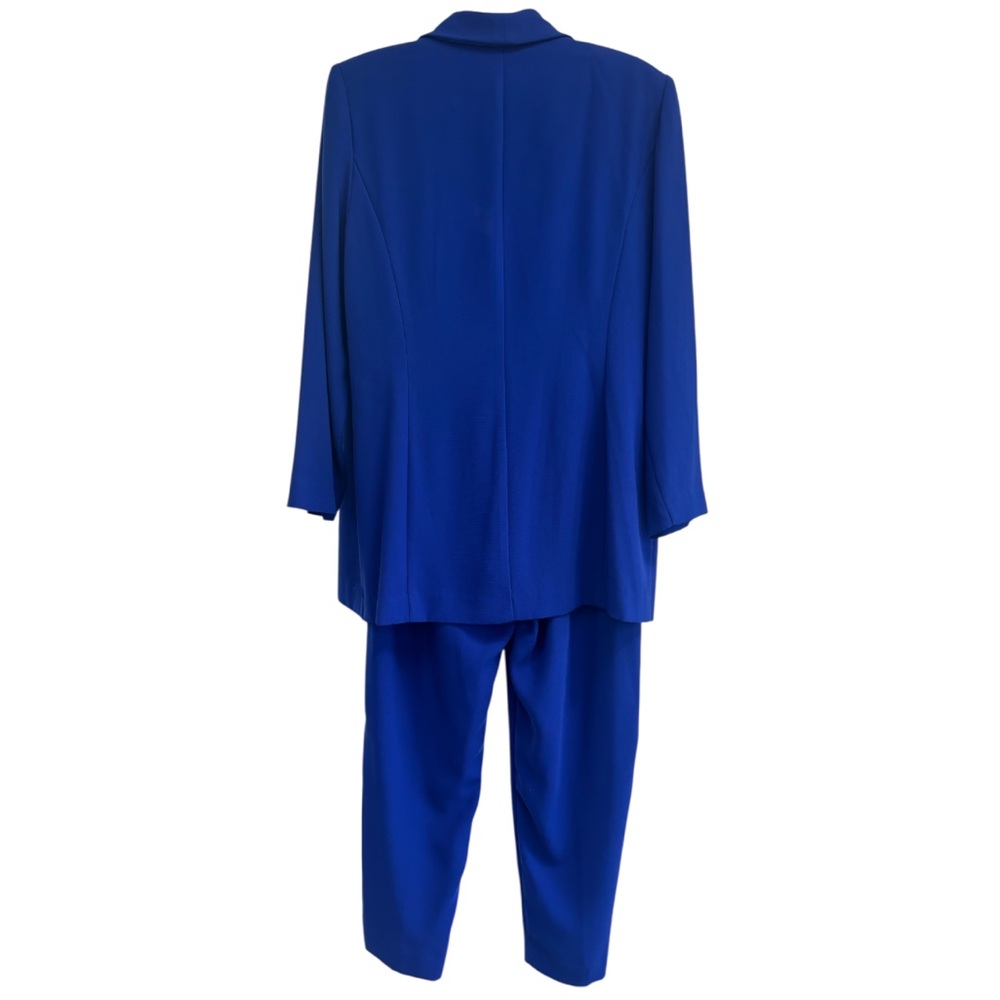 Vintage 90s Pants Suit Blazer Dress Trousers Blue Silver Chain Formal Size 16W - Picture 5 of 16